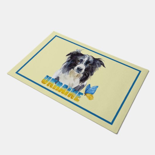 Mooie Waterverf Oekraïne Dog en Butterfly Deurmat (Schuin)