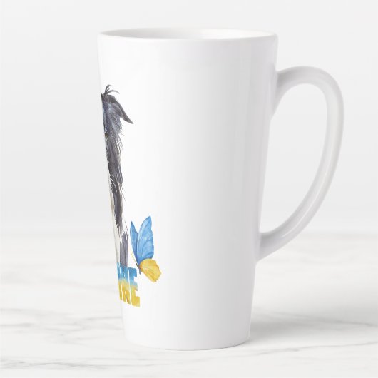 Mooie Waterverf Oekraïne Dog en Butterfly Latte Mok (Rechts)
