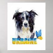 Mooie Waterverf Oekraïne Dog en Butterfly Poster (Voorkant)