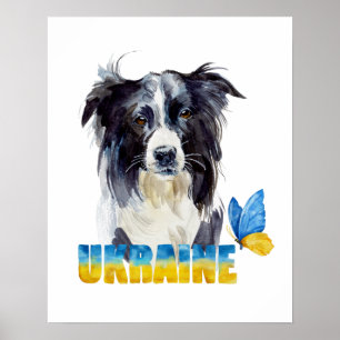 Mooie Waterverf Oekraïne Dog en Butterfly Poster