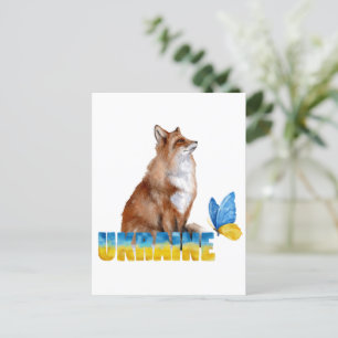 Mooie Waterverf Oekraïne Fox en Butterfly Briefkaart