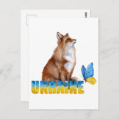 Mooie Waterverf Oekraïne Fox en Butterfly Briefkaart (Voorkant / Achterkant)