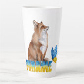 Mooie Waterverf Oekraïne Fox en Butterfly Latte Mok (Voorkant)