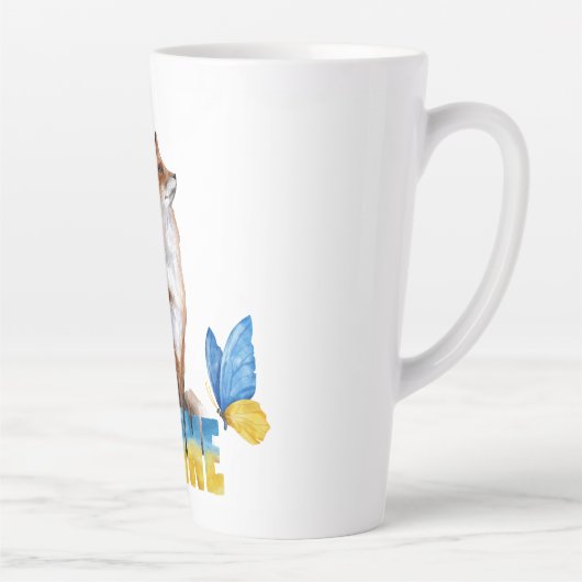 Mooie Waterverf Oekraïne Fox en Butterfly Latte Mok (Rechts)