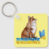 Mooie Waterverf Oekraïne Fox en Butterfly Sleutelhanger (Voorkant)