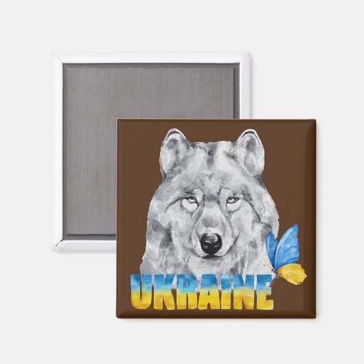 Mooie Waterverf Oekraïne Wolf en Butterfly Magneet (Voorkant / Achterkant)