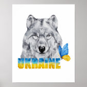 Mooie Waterverf Oekraïne Wolf en Butterfly Poster (Voorkant)