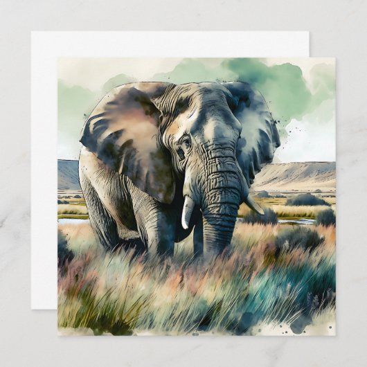 Mooie Waterverf olifant (Voorkant / Achterkant)