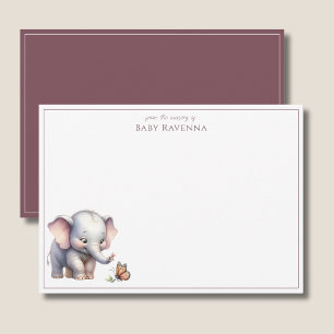 Mooie Waterverf Olifant Baby Kamer Bedankt Kaartje