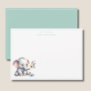 Mooie Waterverf Olifant Baby Kamer Bedankt Kaartje