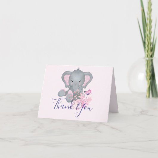 Mooie waterverf Olifant babyshower Bedankt Auto (Voorkant)
