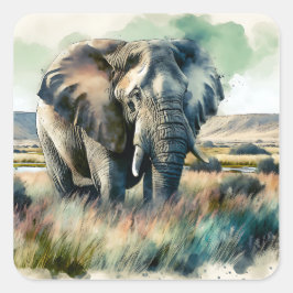 Mooie Waterverf olifant Vierkante Sticker