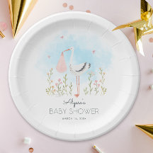 Mooie Waterverf Ooievaar Baby Shower