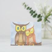 Mooie Waterverf Owl Lovers Briefkaart (Staand voorkant)