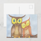 Mooie Waterverf Owl Lovers Briefkaart (Voorkant / Achterkant)