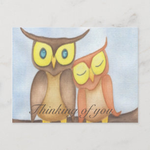 Mooie Waterverf Owl Lovers Briefkaart