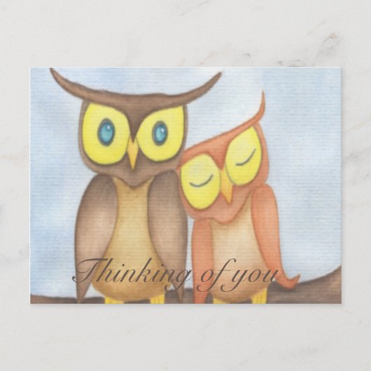Mooie Waterverf Owl Lovers Briefkaart (Voorkant)