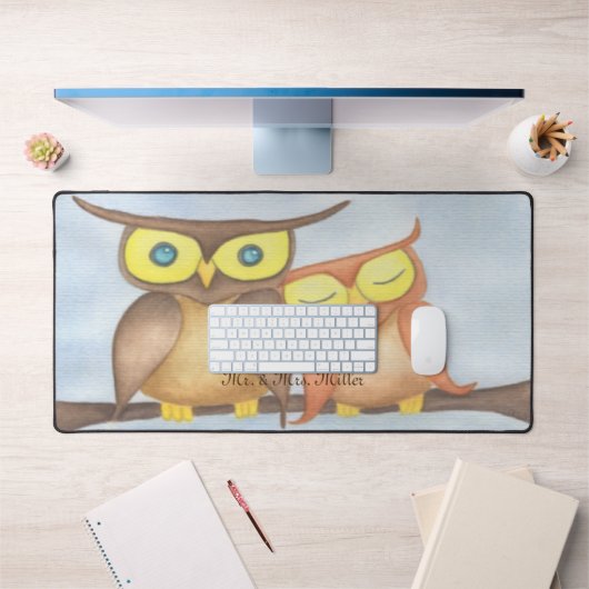 Mooie Waterverf Owl Lovers Bureaumat (Kantoor 1)