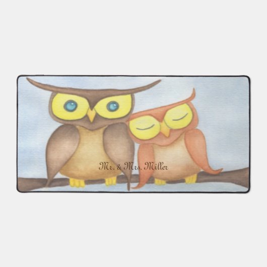 Mooie Waterverf Owl Lovers Bureaumat (Voorkant)