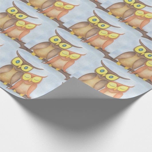 Mooie Waterverf Owl Lovers Cadeaupapier (Hoek)