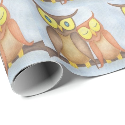 Mooie Waterverf Owl Lovers Cadeaupapier (Rol Hoek)