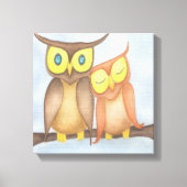 Mooie Waterverf Owl Lovers Canvas Afdruk (Voorkant)