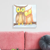 Mooie Waterverf Owl Lovers Canvas Afdruk (Insitu (Woonkamer))