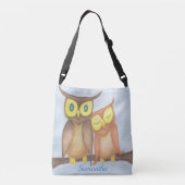 Mooie Waterverf Owl Lovers Crossbody Tas (Achterkant)