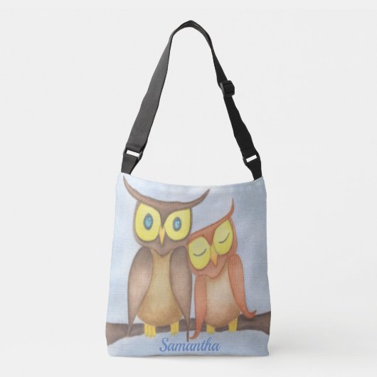 Mooie Waterverf Owl Lovers Crossbody Tas (Voorkant)