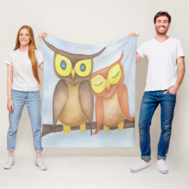 Mooie Waterverf Owl Lovers Fleece Deken