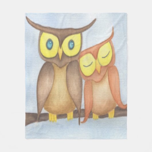 Mooie Waterverf Owl Lovers Fleece Deken (Voorkant)
