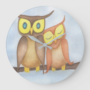 Mooie Waterverf Owl Lovers Grote Klok