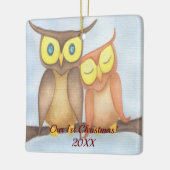 Mooie Waterverf Owl Lovers Keramisch Ornament (Links)