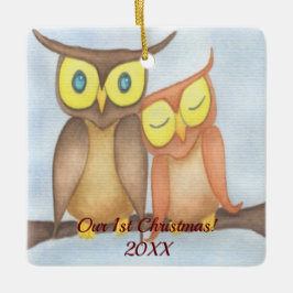 Mooie Waterverf Owl Lovers Keramisch Ornament