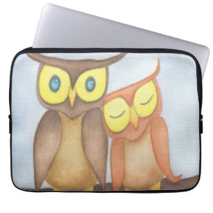 Mooie Waterverf Owl Lovers Laptop Sleeve