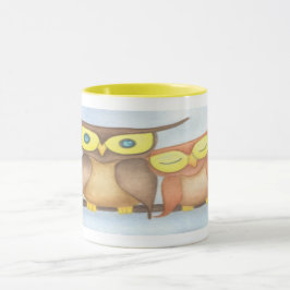 Mooie Waterverf Owl Lovers Mok