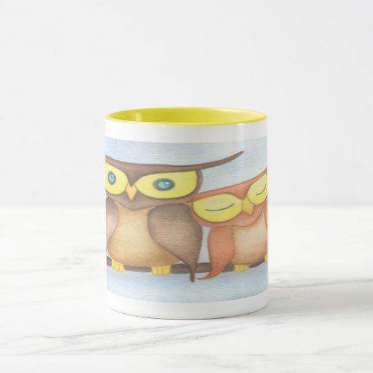 Mooie Waterverf Owl Lovers Mok (Midden)