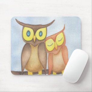 Mooie Waterverf Owl Lovers Muismat