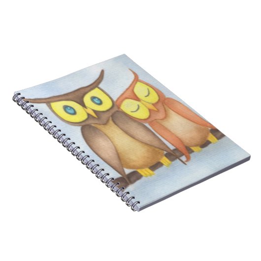 Mooie Waterverf Owl Lovers Notitieboek (Rechterzijde)