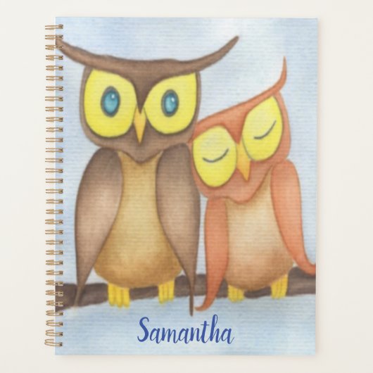 Mooie Waterverf Owl Lovers Planner (Voorkant)