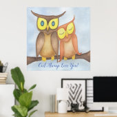 Mooie Waterverf Owl Lovers Poster (Thuiskantoor)