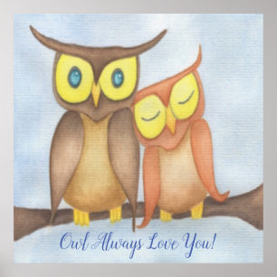Mooie Waterverf Owl Lovers Poster