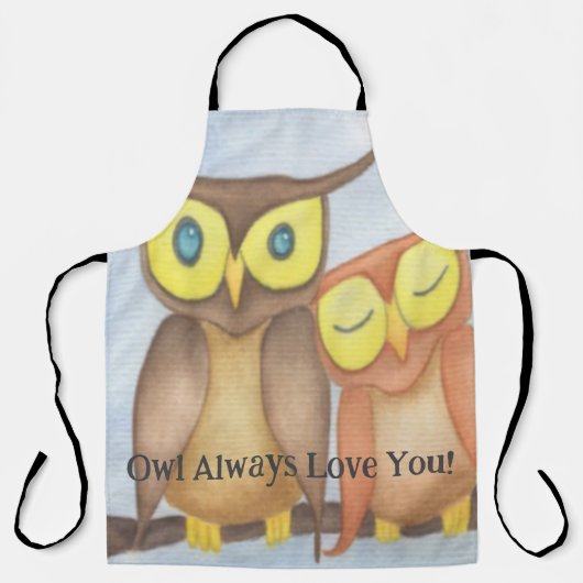 Mooie Waterverf Owl Lovers Schort (Voorkant)