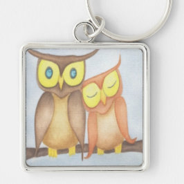 Mooie Waterverf Owl Lovers Sleutelhanger