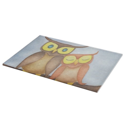 Mooie Waterverf Owl Lovers Snijplank (Hoek)