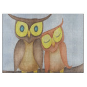 Mooie Waterverf Owl Lovers Snijplank (Voorkant)