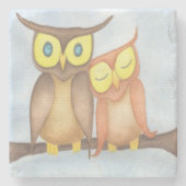Mooie Waterverf Owl Lovers Stenen Onderzetter (Voorkant)