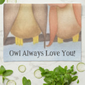 Mooie Waterverf Owl Lovers Theedoek (Gevouwen)