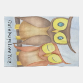 Mooie Waterverf Owl Lovers Theedoek