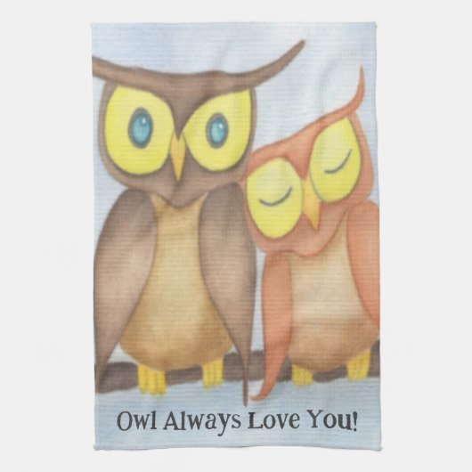 Mooie Waterverf Owl Lovers Theedoek (Verticaal)